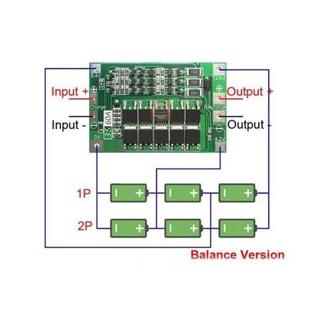 3S 60A Bms 12.6V 18650 Lityum Pil Şarj Balanslı Koruma Devresi